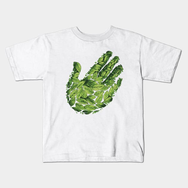 Earth Day Leaves Handprint Kids T-Shirt by KHJ